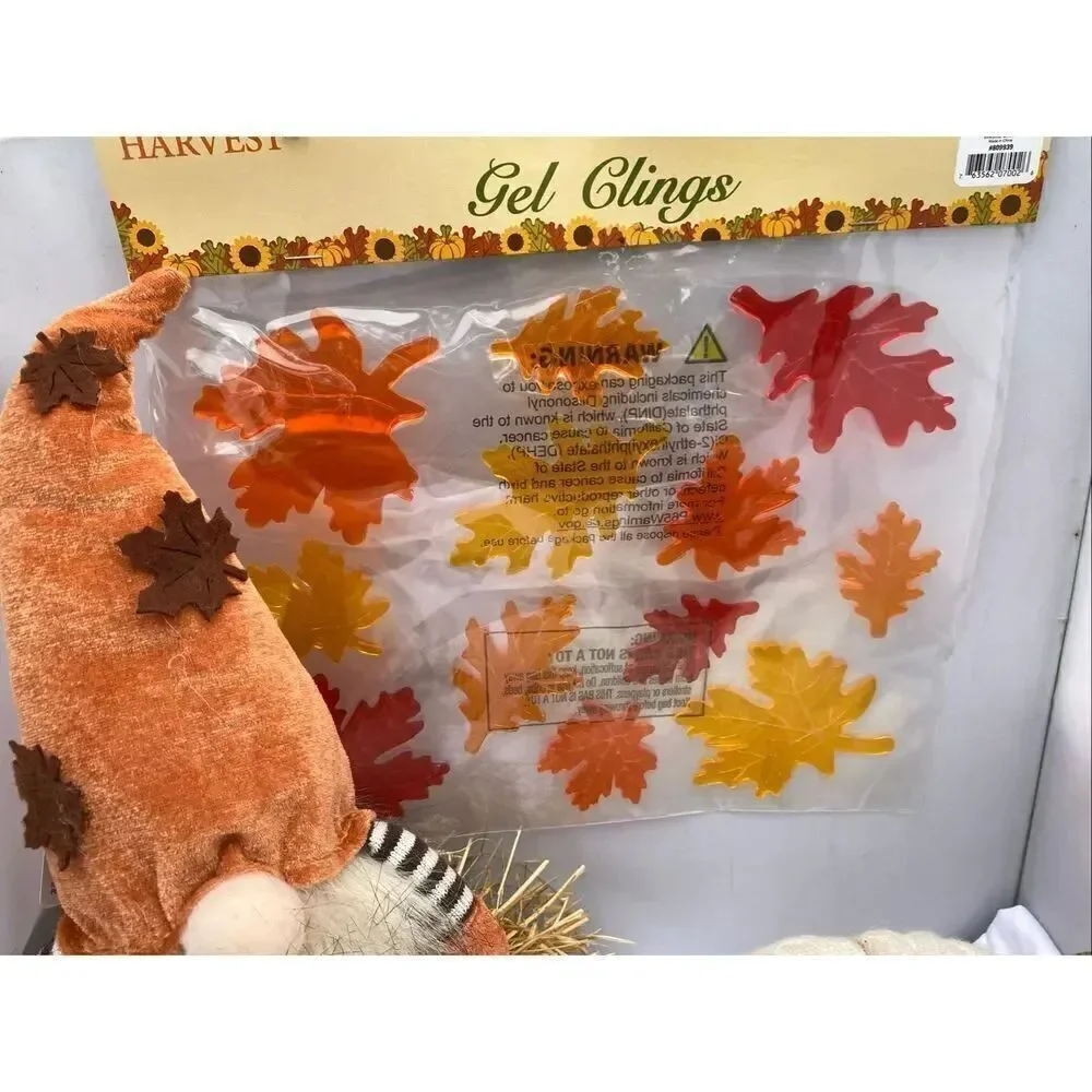 🍁Harvest Fall Décor Bundle – Light Up Gnome Plush, Knit Fabric Pumpkin & Autumn